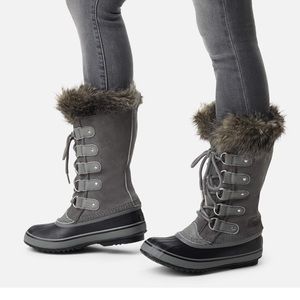 Sorel Grey Joan of Arctic Fur Winter Boots